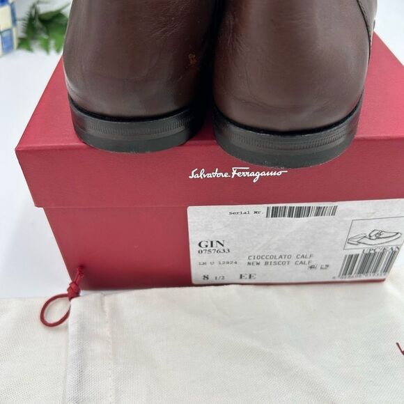 Men’s Salvatore, Ferragamo Gancini calf leather loafers size 8.5 EE made Italy - Picture 7 of 11